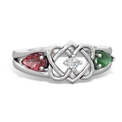 Pink Tourmaline Hearts Intertwined 14K White Gold ring R5880