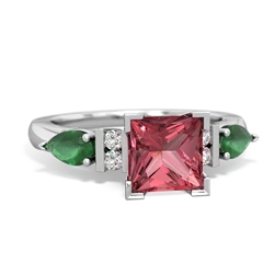 Pink Tourmaline 6Mm Princess Eternal Embrace Engagement 14K White Gold ring C2002