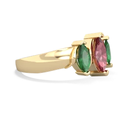 Pink Tourmaline Three Peeks 14K Yellow Gold ring R2433