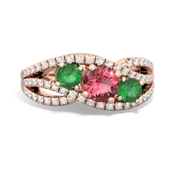 Pink Tourmaline Three Stone Aurora 14K Rose Gold ring R3080