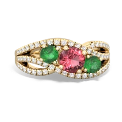 Pink Tourmaline Three Stone Aurora 14K Yellow Gold ring R3080