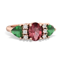 Pink Tourmaline Antique Style Three Stone 14K Rose Gold ring R2186