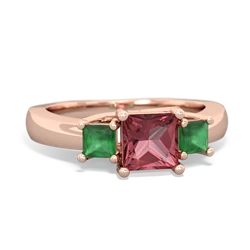 Pink Tourmaline Three Stone Trellis 14K Rose Gold ring R4015