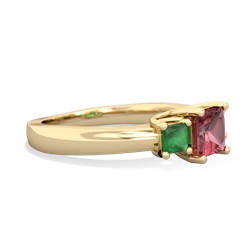 Pink Tourmaline Three Stone Trellis 14K Yellow Gold ring R4015