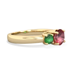 Pink Tourmaline Three Stone Round Trellis 14K Yellow Gold ring R4018