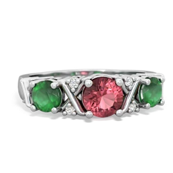 Pink Tourmaline Hugs And Kisses 14K White Gold ring R5016