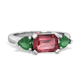 Pink Tourmaline Three Stone 14K White Gold ring R5235