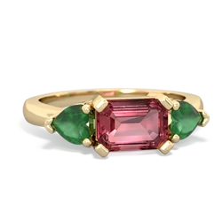 Pink Tourmaline Three Stone 14K Yellow Gold ring R5235