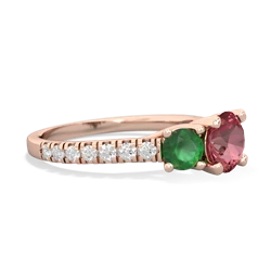 Pink Tourmaline Pave Trellis 14K Rose Gold ring R5500