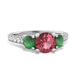 Pink Tourmaline Pave Trellis 14K White Gold ring R5500