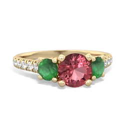 Pink Tourmaline Pave Trellis 14K Yellow Gold ring R5500