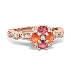 Pink Tourmaline Sparkling Tiara Cluster 14K Rose Gold ring R26293RD