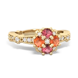 Pink Tourmaline Sparkling Tiara Cluster 14K Yellow Gold ring R26293RD