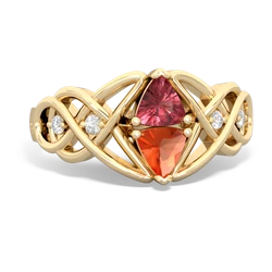 Pink Tourmaline Keepsake Celtic Knot 14K Yellow Gold ring R5300