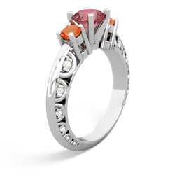 Pink Tourmaline Art Deco Eternal Embrace Engagement 14K White Gold ring C2003