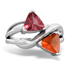 Pink Tourmaline Split Band Swirl 14K White Gold ring R2341