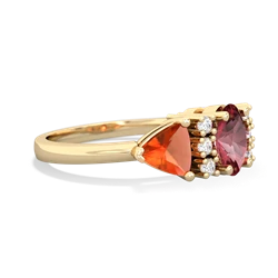 Pink Tourmaline Antique Style Three Stone 14K Yellow Gold ring R2186