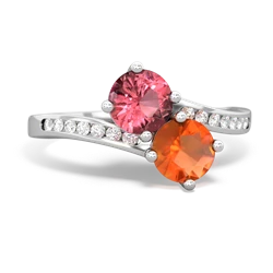 Pink Tourmaline Channel Set Two Stone 14K White Gold ring R5303