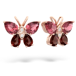 Pink Tourmaline Butterfly 14K Rose Gold earrings E2215