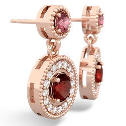 Pink Tourmaline Halo Dangle 14K Rose Gold earrings E5319