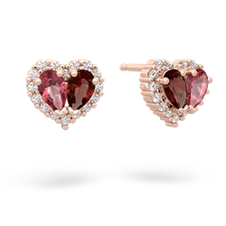 Pink Tourmaline Halo 14K Rose Gold earrings E7008