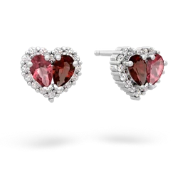 Pink Tourmaline Halo 14K White Gold earrings E7008