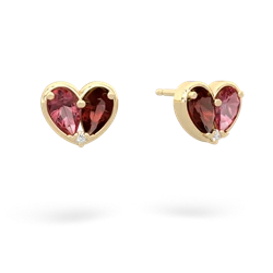 Pink Tourmaline 'Our Heart' 14K Yellow Gold earrings E5072