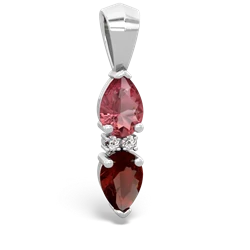Pink Tourmaline Bowtie Drop 14K White Gold pendant P0865