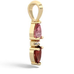 Pink Tourmaline Bowtie Drop 14K Yellow Gold pendant P0865