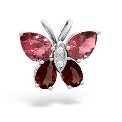 Pink Tourmaline Butterfly 14K White Gold pendant P2215