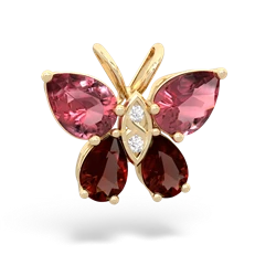 Pink Tourmaline Butterfly 14K Yellow Gold pendant P2215