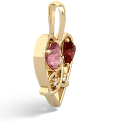 Pink Tourmaline Celtic Trinity Heart 14K Yellow Gold pendant P5331