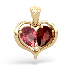 Pink Tourmaline Two Become One 14K Yellow Gold pendant P5330