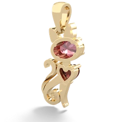 Pink Tourmaline Kitten 14K Yellow Gold pendant P5780