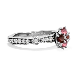 Pink Tourmaline Sparkling Tiara Cluster 14K White Gold ring R26293RD