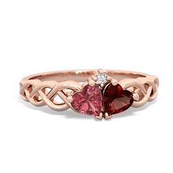 Pink Tourmaline Heart To Heart Braid 14K Rose Gold ring R5870