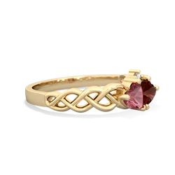 Pink Tourmaline Heart To Heart Braid 14K Yellow Gold ring R5870