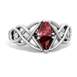 Pink Tourmaline Keepsake Celtic Knot 14K White Gold ring R5300