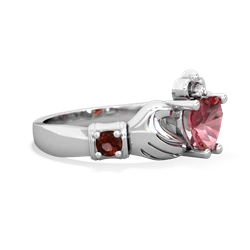 Pink Tourmaline Claddagh Keepsake 14K White Gold ring R5245