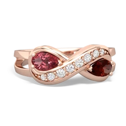 Pink Tourmaline Diamond Infinity 14K Rose Gold ring R5390