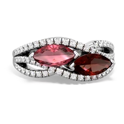 Pink Tourmaline Diamond Rivers 14K White Gold ring R3070