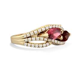 Pink Tourmaline Diamond Rivers 14K Yellow Gold ring R3070