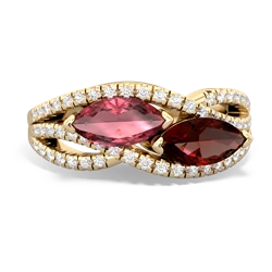 Pink Tourmaline Diamond Rivers 14K Yellow Gold ring R3070