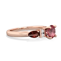 Pink Tourmaline 6Mm Round Eternal Embrace Engagement 14K Rose Gold ring R2005