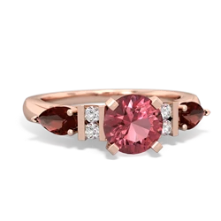 Pink Tourmaline 6Mm Round Eternal Embrace Engagement 14K Rose Gold ring R2005