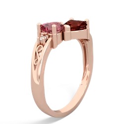 Pink Tourmaline Snuggling Hearts 14K Rose Gold ring R2178