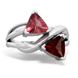 Pink Tourmaline Split Band Swirl 14K White Gold ring R2341