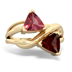 Pink Tourmaline Split Band Swirl 14K Yellow Gold ring R2341