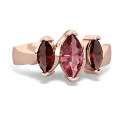 Pink Tourmaline Three Peeks 14K Rose Gold ring R2433