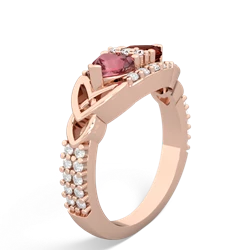 Pink Tourmaline Sparkling Celtic Knot 14K Rose Gold ring R2645